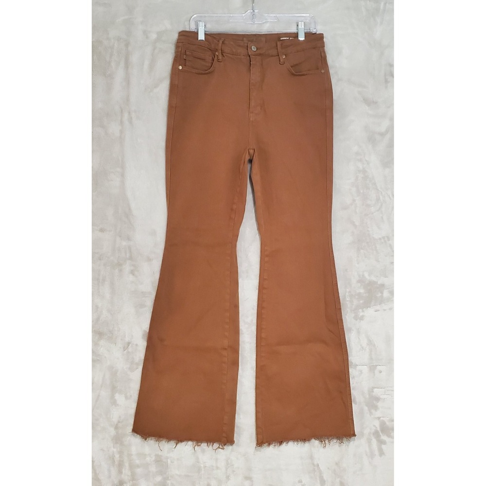 Judy Blue Jeans Womens 13/31 Brown Garment Dyed Wide Leg Flare Trouser Raw Hem